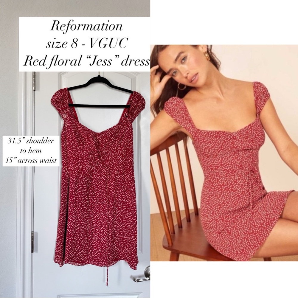 Reformation “Jess” dress in red floral - size 8